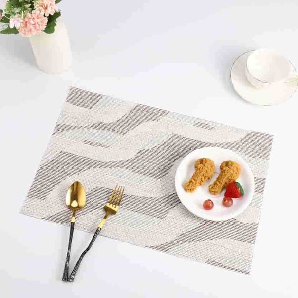 XmhyTop Juego de 6 Manteletes Individuales para Mesa, Hechos de PVC Resistente, Antideslizantes y Termorresistentes, Ideal para Hogares, Restaurantes y Cocinas, Estilo A, 45*30cm, Blanco