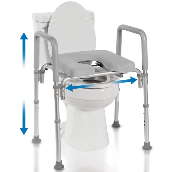 Asiento elevado para inodoro Platinum Health Ultimate con asas, color gris