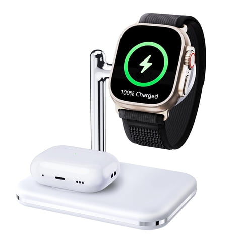 Soporte De Carga Makaqi 2 En 1 Para Apple Watch Y Airpods