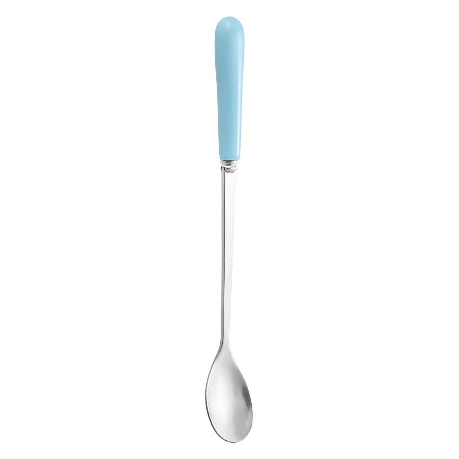 Xmhytop 2 Piezas Cucharas Para Postres De Acero Inoxidable Azul Plata, 17.5X2.4 Cm - Ideal Para Helados, Flanes Y Decoración De Postres