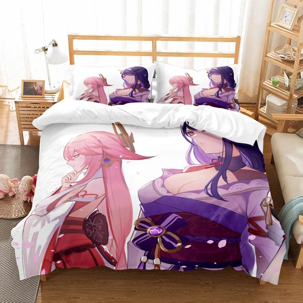 Anime Girl Genshin Impact Beelzebul Bedding Set Duvet Cover Bed Set Quilt Cover Pillowcase Comforter Boys Adult Bed Sheets