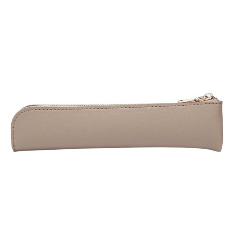 Ioensy - Estuche De Maquillaje De Pu Estuche De Lápices Con Cremallera Durable Para Hombres Mujeres Caqui Simple