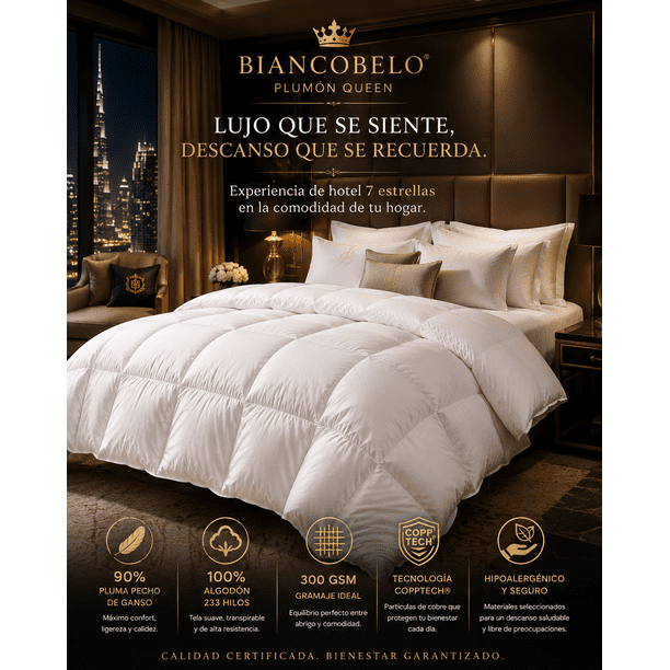 Plumon king Invierno Premium 90% pluma de pecho ganso Certificado