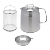 Magideal - Olla Freidora Profunda De Acero Inoxidable Con Cesta Extraíble Colador Integrado Tapa Protectora Y Asa Ergonómica Adecuada Para Cocina Doméstica Resta 2L