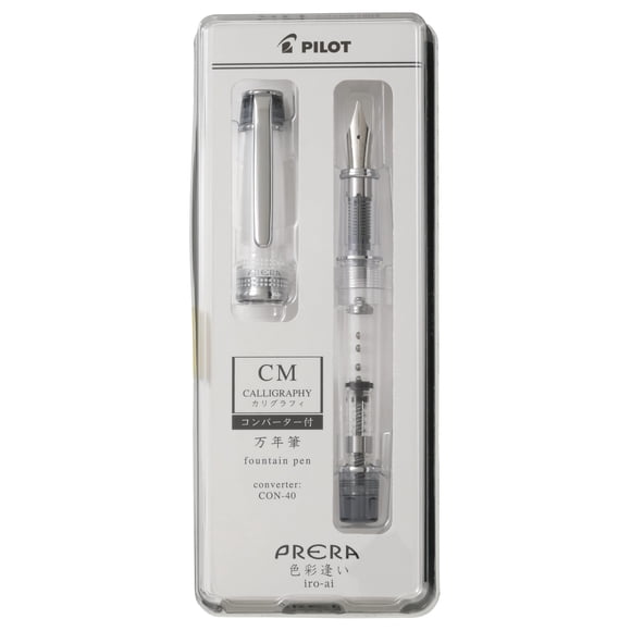 Pluma estilográfica PILOT PRERA CM para caligrafía, negro transparente