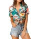 thumbnail image 1 of INSPIRE CHIC Camisas de Regreso a Clases para Mujeres Camisetas Hawaianas de Manga Corta con Estampado Floral Tropical Botón Abajo Tallas S Blanco, 1 of 8