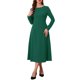 thumbnail image 2 of INSPIRE CHIC Vestido de Manga Larga para Mujer Invitada de Boda Formal Cóctel Cuello Redondo Vestido Maxi Línea A M Verde Oscuro, 2 of 6