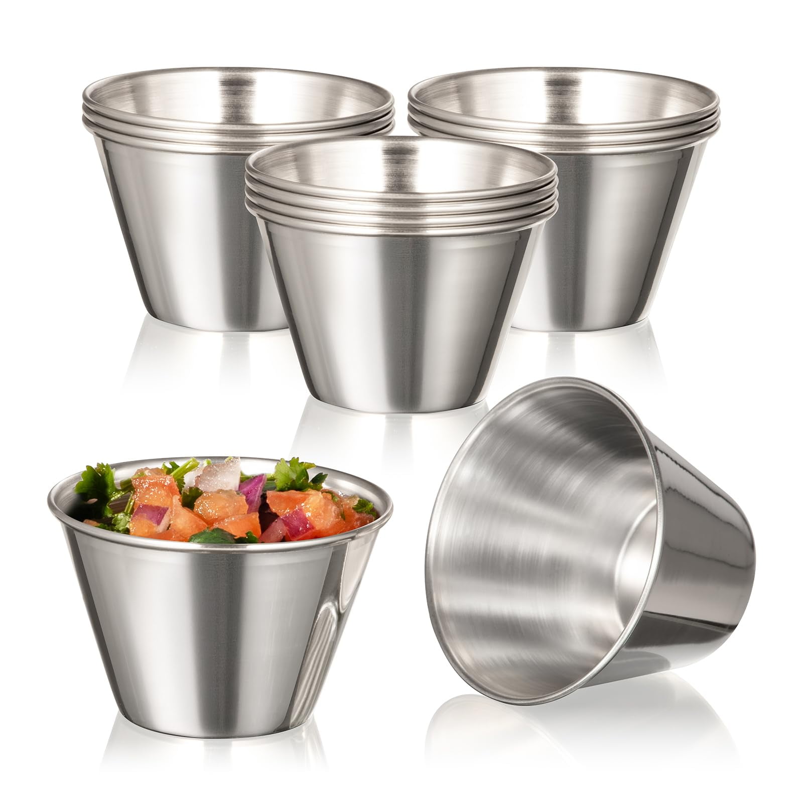 Vasos Para Salsa Fit Meal Prep De Acero Inoxidable, 120 Ml (paquete De 12)