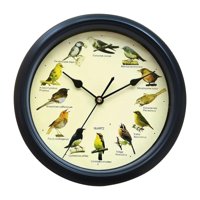 Bothyi - Reloj Musical De Pared Con Sonido De Pájaros, Funciona Con Pilas, Para Decoración Interior Del Hogar, Negro, 32Cm