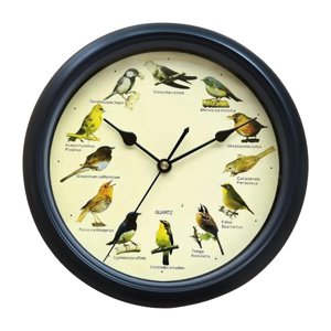 Bothyi - Reloj Musical De Pared Con Sonido De Pájaros, Funciona Con Pilas, Para Decoración Interior Del Hogar, Negro, 32Cm