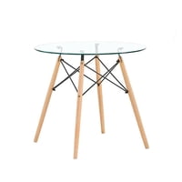 Pandalino - Mesa De Vidrio Redonda Elida 80Cm - Diseño Clásico Y Resistente Blanco 80 Cm