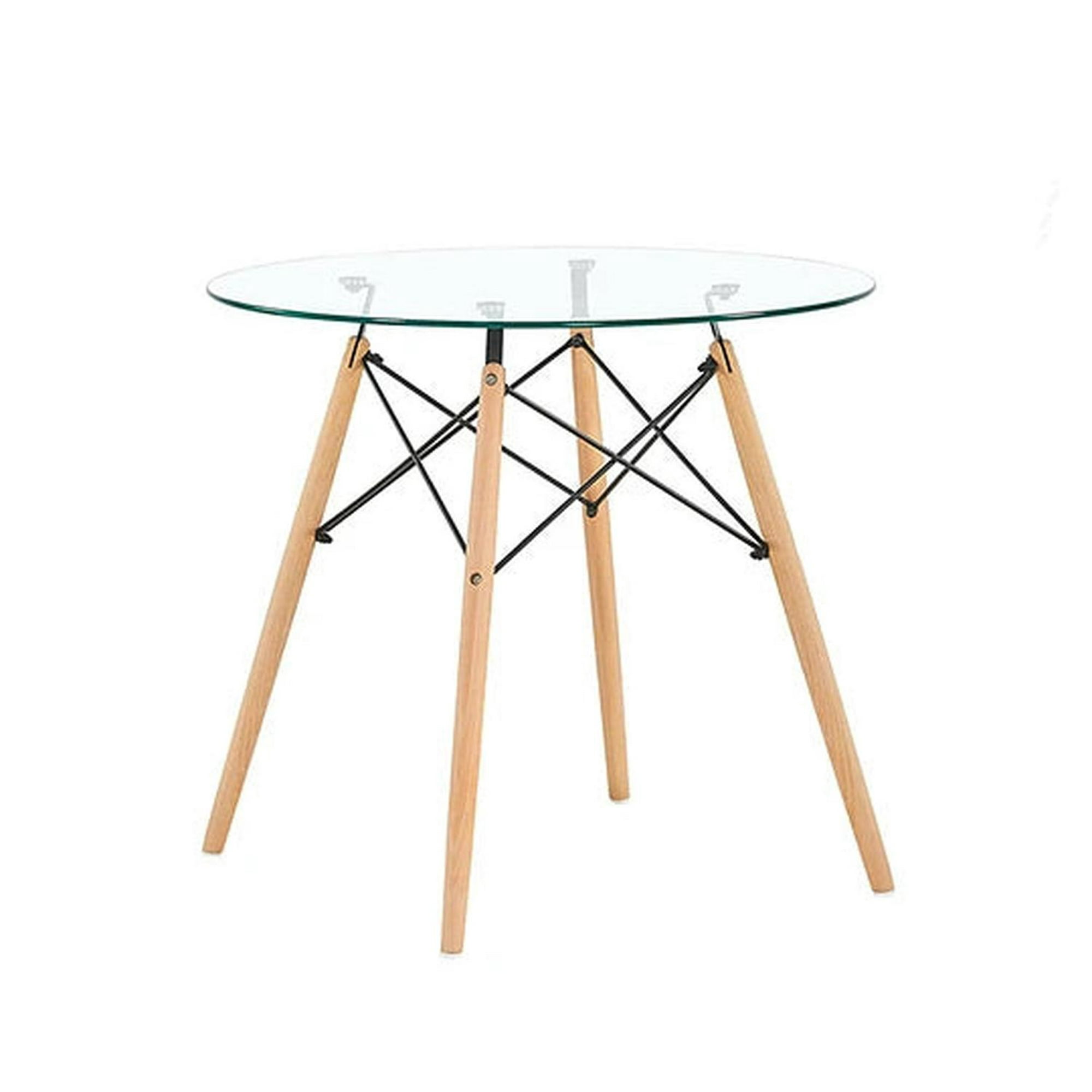 Pandalino - Mesa De Vidrio Redonda Elida 80cm - Diseño Clásico Y Resistente Blanco 80 Cm