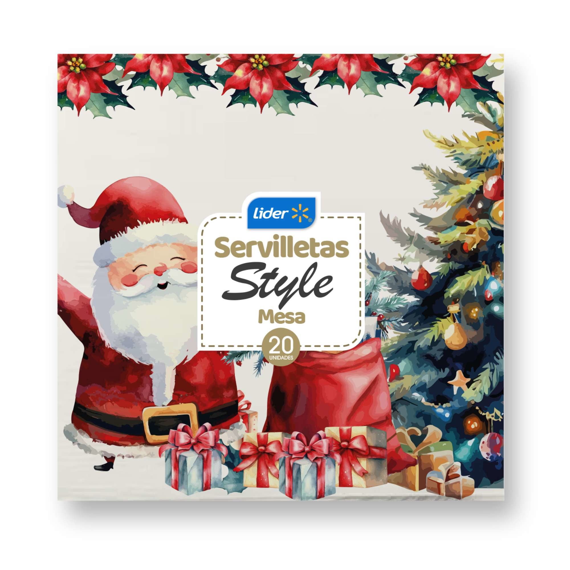 Servilletas Doble Hoja Navidad 33x33cm 20 Un Lider