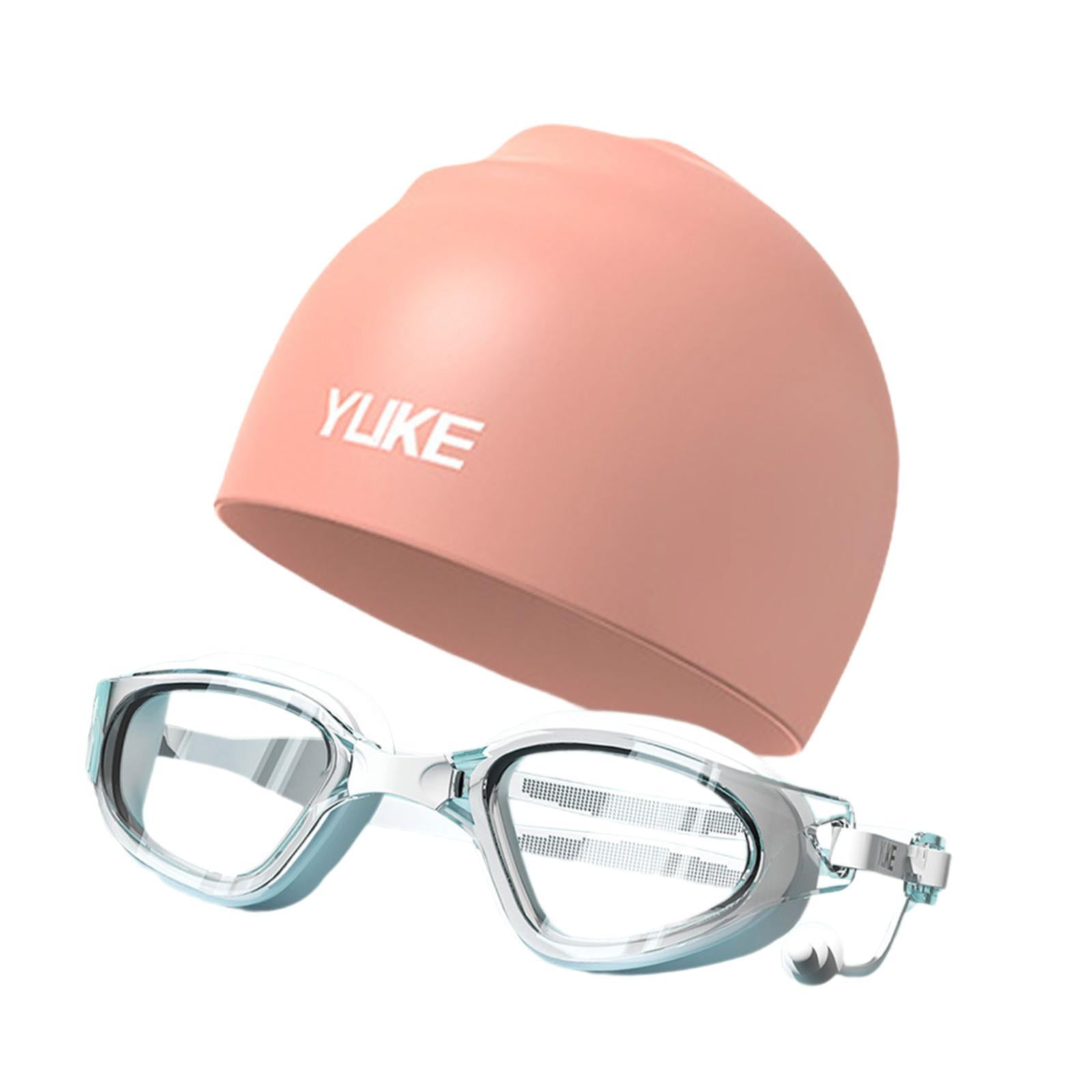 Ioensy - Gafas De Natación Con Gorro Para Adultos, Antivaho, Color Rosa