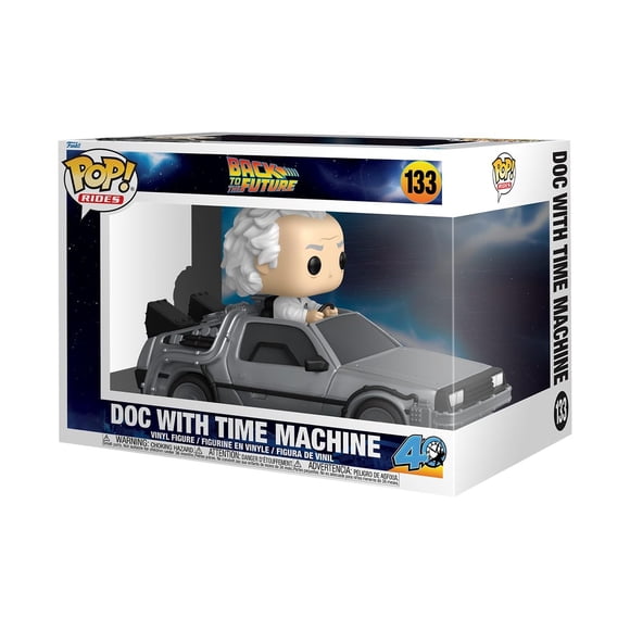 Figura de vinilo coleccionable Funko Pop! Rides Deluxe: Regreso al futuro: Dr. Emmett Brown con Time