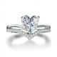 thumbnail image 1 of Exquisite V-Shape Solitaire Ring with Heart Shape Zircon - Perfect for Engagement, Banquet, and Valentine's Day Gift, 1 of 5