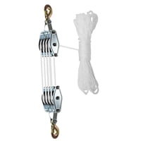 Magideal - Polipasto De Polea De Cuerda Dispositivo De Elevación Manual Portátil Ahorro De Mano De Obra Almacén De Polipasto Y Aparejo De Polea Compacto Cuerda De 20 M