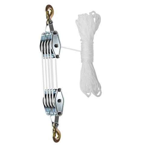 Magideal - Polipasto De Polea De Cuerda Dispositivo De Elevación Manual Portátil Ahorro De Mano De Obra Almacén De Polipasto Y Aparejo De Polea Compacto Cuerda De 20 M