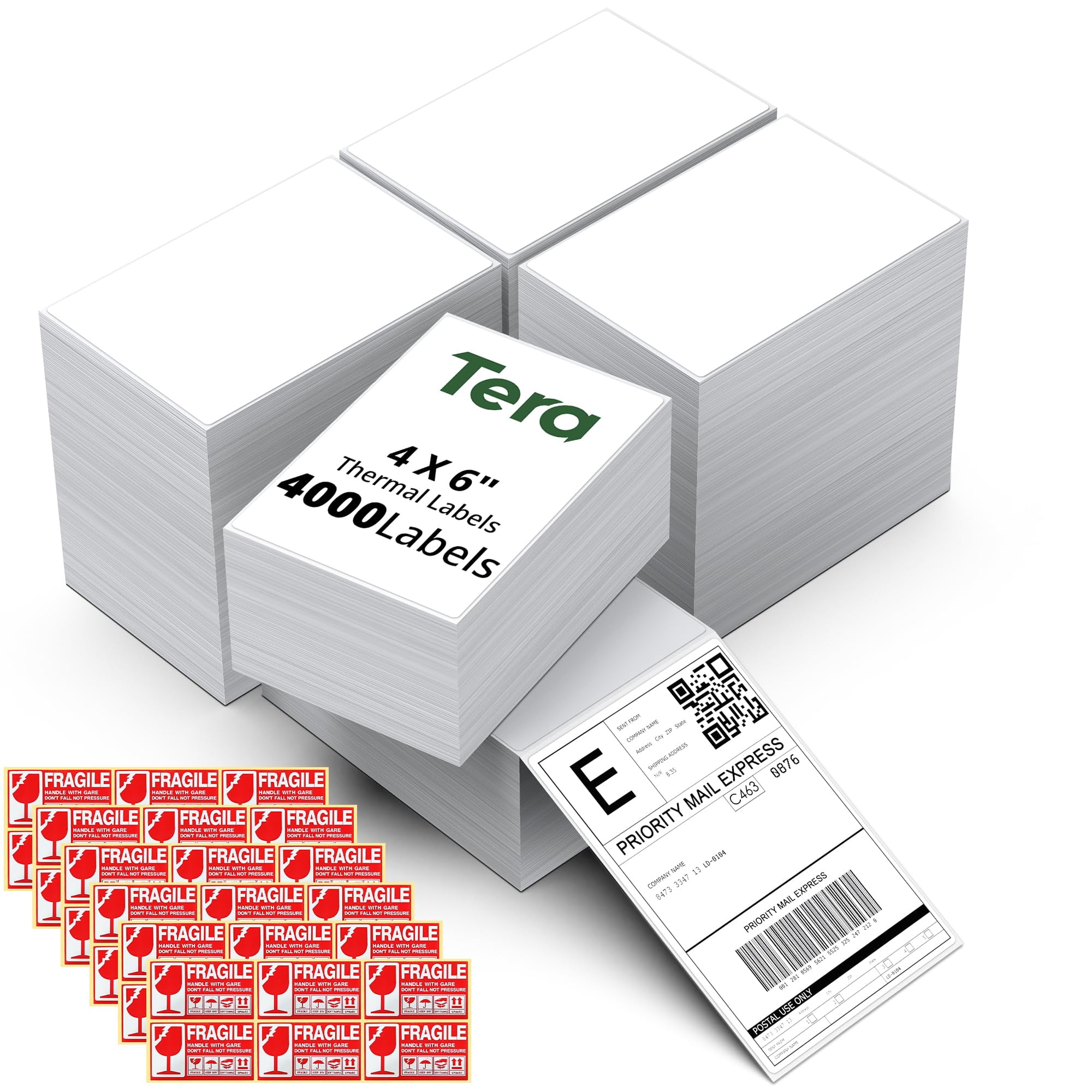 Etiquetas Térmicas Tera 4x6 Paquete De 4000 Hojas Plegadas Para Envío