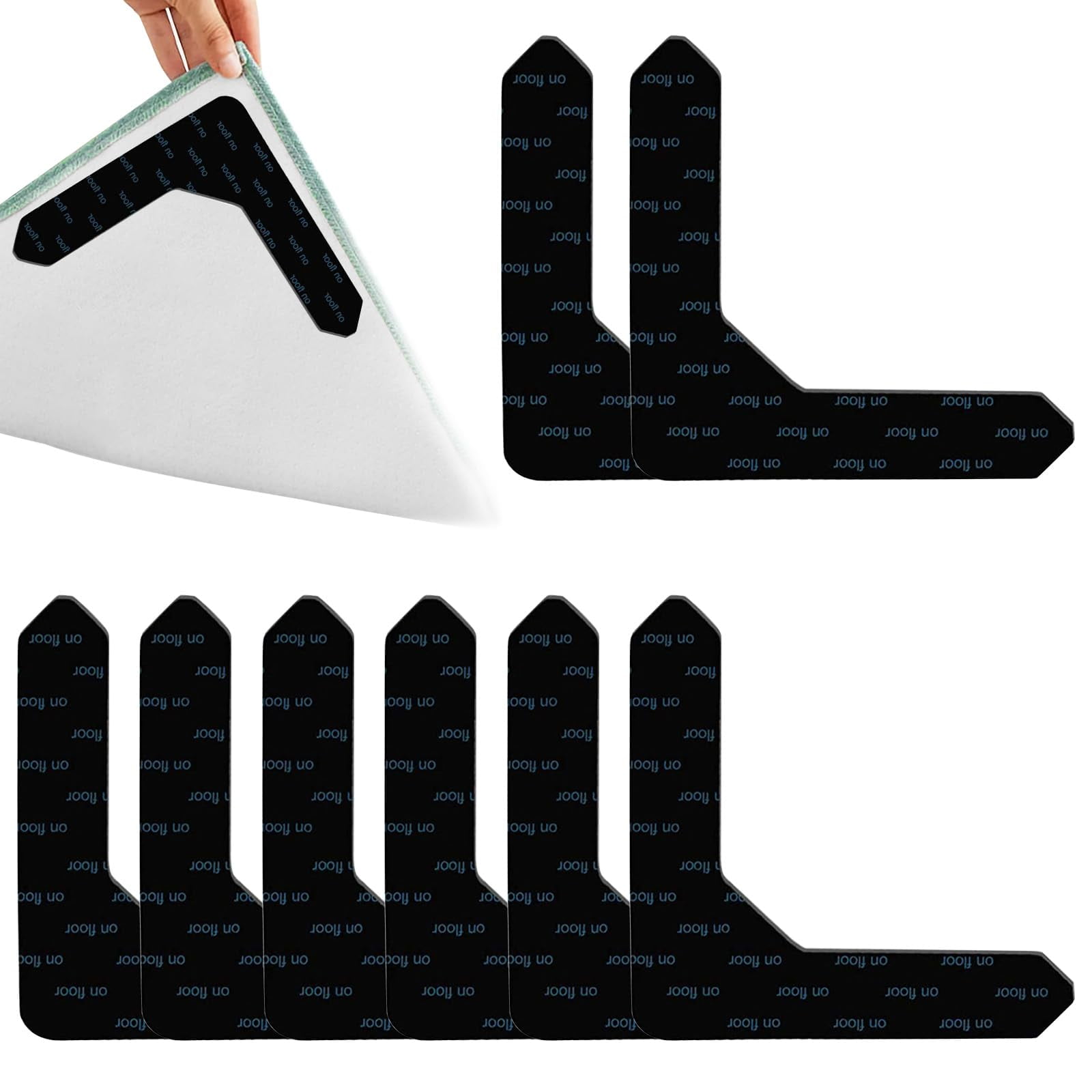 Xusx111 - Abrazadera De Alfombras, Alfombras Antideslizantes Reutilizables De 16 Piezas, Para Pisos De Madera Dura Y Azulejos Sin Daño, Mantenga Las Esquinas Planas, Alfombras De Área Adhesiva De Dobl