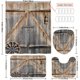 thumbnail image 1 of 1pc Wooden Door Pattern Shower Curtain With 12 Hooks, Non-Slip Bathroom Rug, Toilet U-Shape Mat, Toilet Lid Cover Pad, Bathroom Decor, 1 of 5