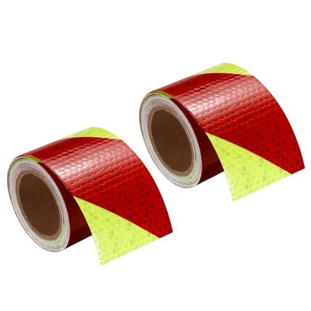 Cinta Reflectante Uxcell, Adhesiva Impermeable de Alta Visibilidad Cinta de Advertencia de Precaución Reflectora para Camiones Remolques Amarillo/Rojo Fluorescente