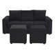 thumbnail image 1 of Sofá Kendy 3 Cuerpos + 2 Poufs Felpa Negro, 1 of 5