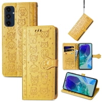 Funda Cartera Foxdock Para Samsung Galaxy M55 5G , Flip Pu Con Relieve De Gatos Y Perros, Tarjetero Y Soporte