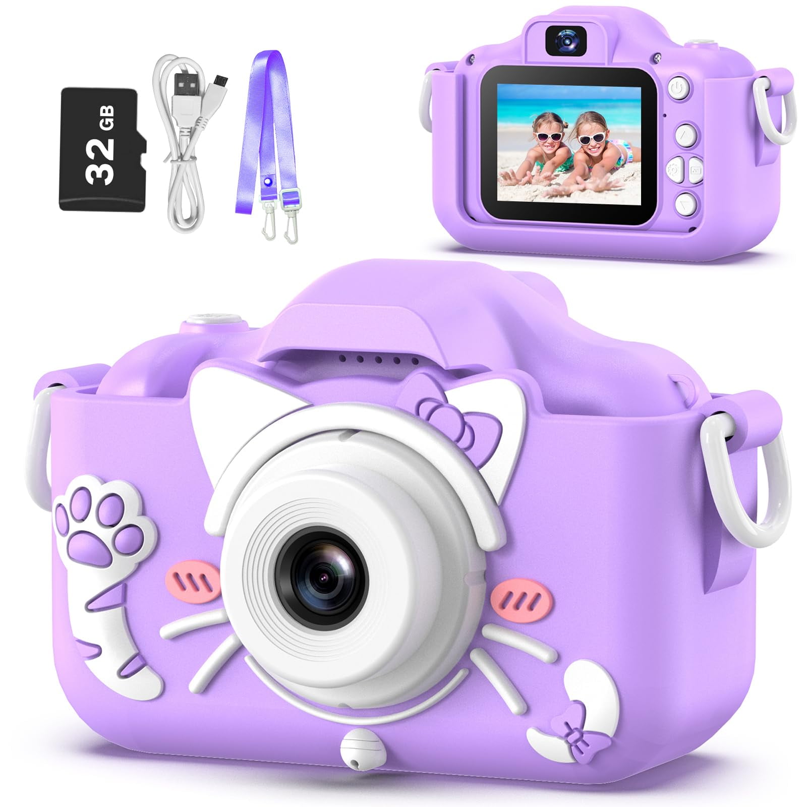 Cámara Para Niños Goopow Para Niños De 3 A 8 Años Con Tarjeta Sd De 32 Gb Y 12 Mp, Azul