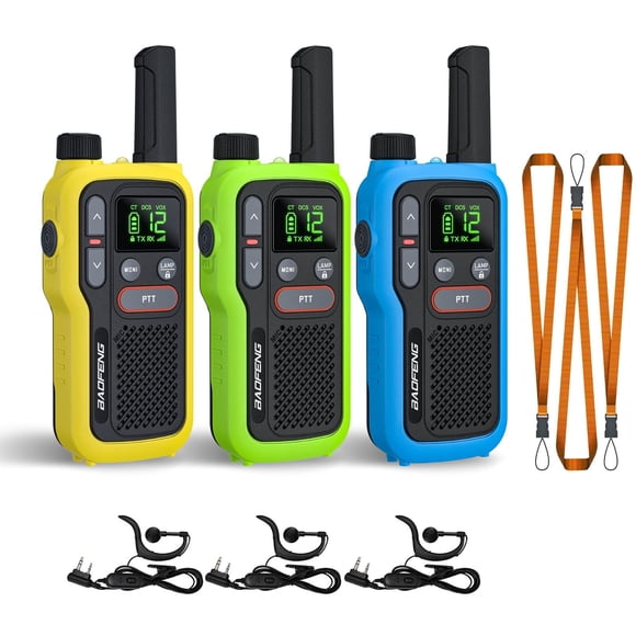 Walkie Talkies Gt 18 Para Niños Y Adultos Paquete De 3 Amarillo Verde Y Azul