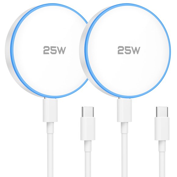 Cargador MagSafe TNDAJI 25W Pack de 2 Almohadillas Inalámbricas con Cable de 6 pies