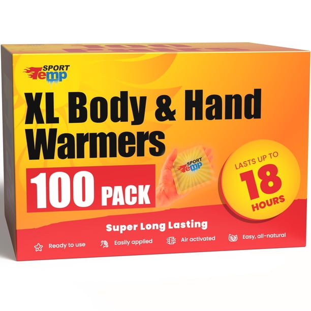 Calentadores deportivos para manos y cuerpo, tamaño grande, 100 unidades, 18 horas de calor