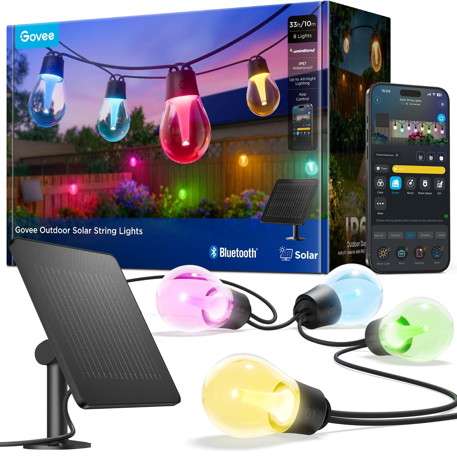 Luces Solares Decorativas Para Exterior Govee De 10 M Rgbicw Bluetooth