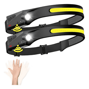 Genérico - X2 Linterna Led Cintillo Con Sensor Montado En La Cabeza Blanco Negro