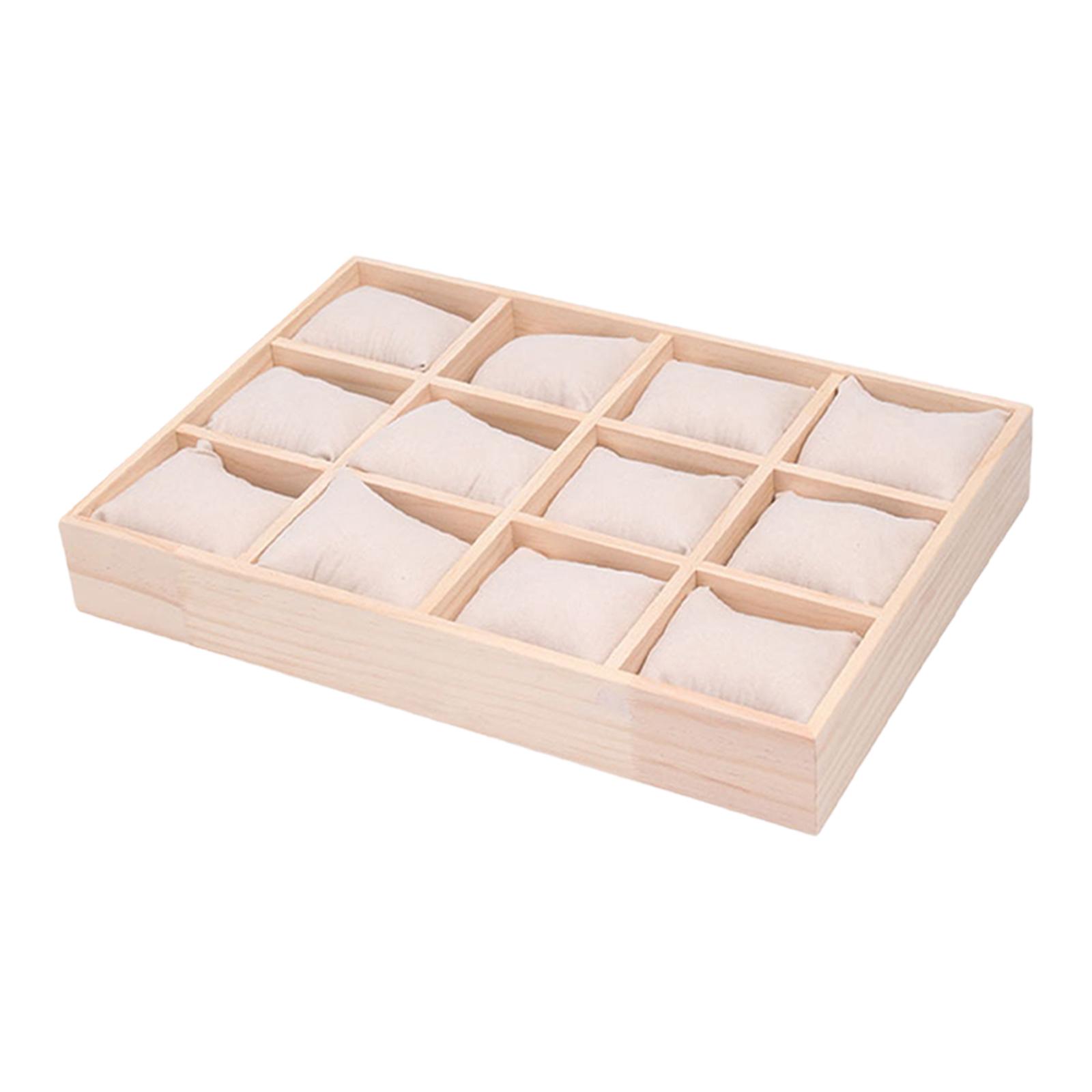 Ioensy - Caja De Joyería Para Relojes, Regalo Para El Día Del Padre, Multifuncional, Con 12 Ranuras, Estuche De Viaje Para Relojes, Color Beige Y Blanco, Con Almohada.