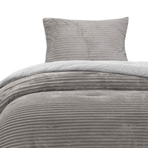 Dib - Cobertor Reversible Sherpa 1.5 Plaza Cotelón Gris