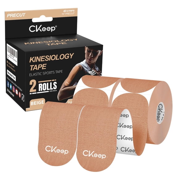 Cinta Kinesiology CKeep, 2 rollos de algodón sin látex, 5 cm de ancho