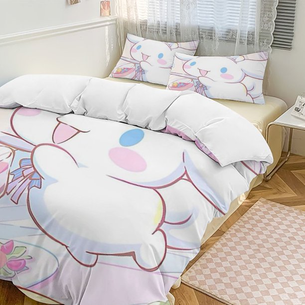 Cinnamoroll 3-Piece Twin Bed Set - Includes 1 Single Comforter And 2 Pillowcases Bedding - Fade Resistant Microfiber - Cinnamoroll