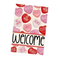 Magideal - Bandera De Jardín Para El Día De San Valentín, Decoración Exterior, Diseño De Festival, Aniversario De Bienvenida, Accesorios De Fiesta De 12X18 "", Ba Rosa Y Rojo