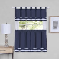 Juego De Cortinas De Ventana Y Cenefa Achim Dakota Navy