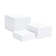 thumbnail image 5 of Elevador de buffet de 3 piezas para servir comida, cubos acrílicos apilables con base abierta para mostradores de pasteles y celebraciones familiares. Blanco, 5 of 5