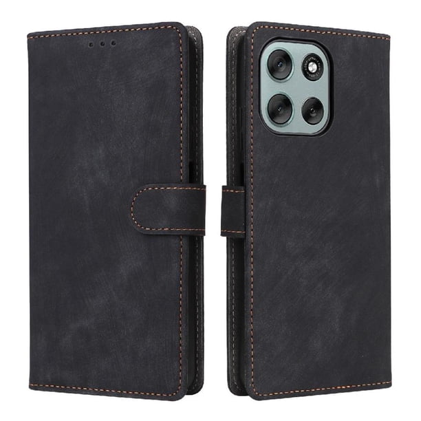 Funda Billetera para Motorola Moto G66J 5G con Soporte - Cartera de Cuero con Ranuras Negro