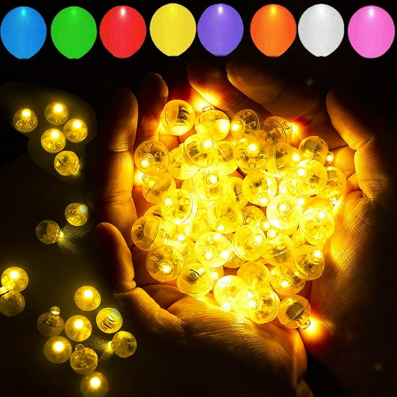 Luces LED para globos Aogist, redondas, amarillas, 100 unidades con pilas