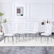 thumbnail image 1 of Set of 4,Retro alligator skin Upholstered dining chairs,with Crystal buckle design and Faux Leather design,a touch of elegance and mystery to the dining area,Electroplated metal legs, 1 of 3