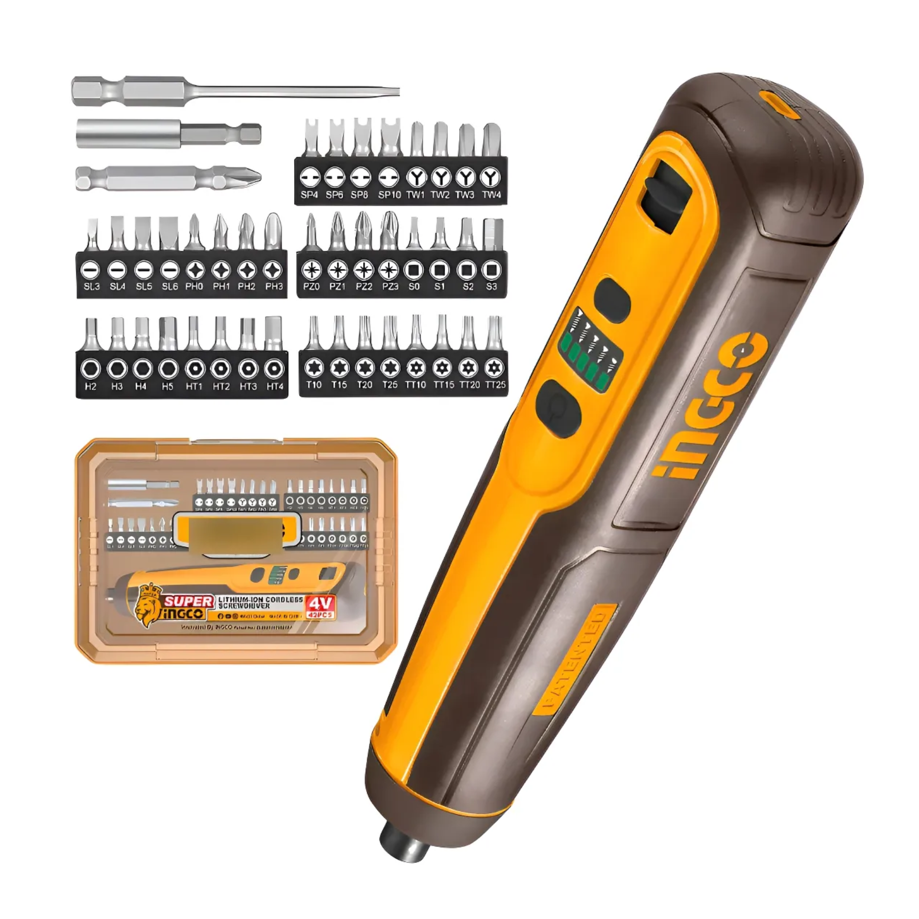 Atornillador Inalambrico 1/4 Ingco Go 43 Puntas Y Estuche