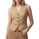 thumbnail image 1 of INSPIRE CHIC Chaleco de Traje con Forro para Mujer Blazer Cuello en V Sin Mangas Ajustado Ligero Botones Bajo Puntiagudo Corto X Pequeño Caqui, 1 of 5