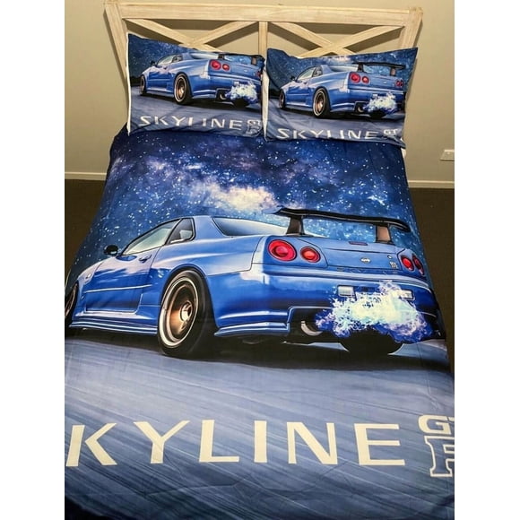 Skyline Car Printed Quilt Duvet Cover Set Children Doona Cover Bedding Kids3-Piece Bedding Set