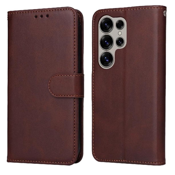 Funda Billetera para Samsung Galaxy S25 Ultra con Porta Tarjetas y Soporte Ajustable Marrón