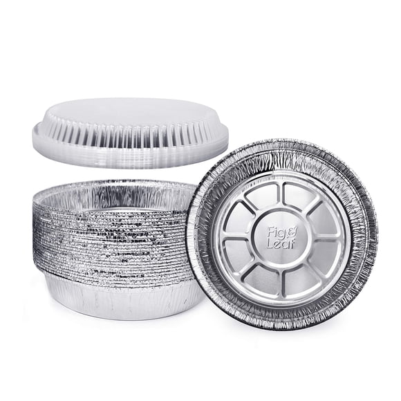 Bandejas de Aluminio Fig & Leaf 18 cm, Pack de 60 con Tapas