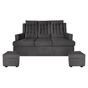 Fazca - Sofa Topacio 3 Cuerpos 2 Pouf Grafito